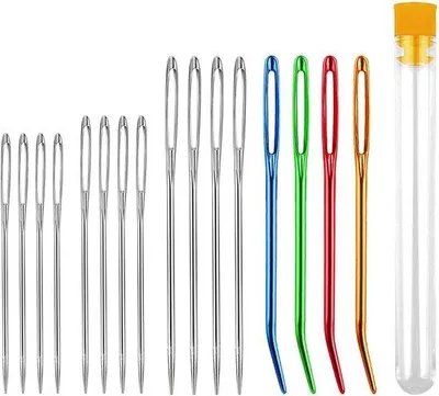 Produktbild von Famanu Wollen- und Sticknadeln Set 16-teilig – Inklusive Aufbewahrungsflasche