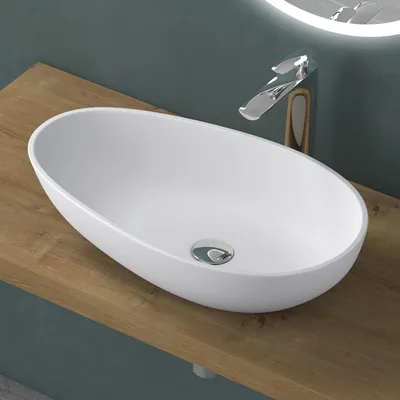 Image de doporro Lavabo vasque à poser blanc mat 60cm lave main Colossum809 59,8x36x14cm