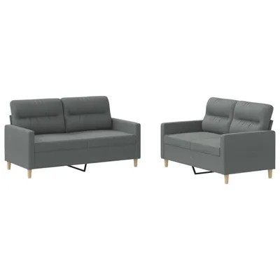 Immagine prodotto di vidaXL Set divano 2 pezzi con cuscini in tessuto grigio scuro