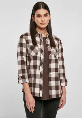 Produktbild von Urban Classics Ladies - TURNUP FLANELL Hemd braun - L