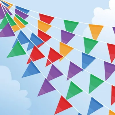 Produktbild von 100M Wimpelkette, Mehrfarbige Wimpelkette mit 200 Stück Dreiecksflaggen, Wimpelkette aus Nylongewebe für Geburtstag, Hochzeit, Outdoor, Indoor-Aktivität, Party-Dekoration
