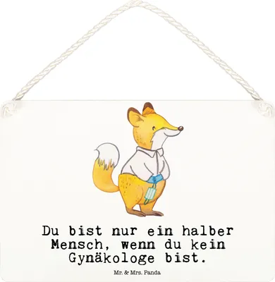 Produktbild von Mr. & Mrs. Panda Deko Schild Gynäkologe Herz DIN A6 - Weiß - Geschenk, Wandbild, Frauenarzt nach Geburt, Türschild, Lustig, hängeschild, Witzig, Beruf, Spruch, Holz