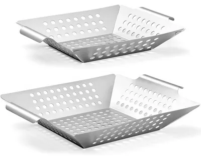 Image de Omgoods - Lot de 2 grilles en acier inoxydable pour légumes et viande