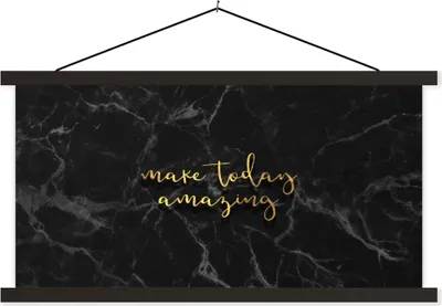 Produktbild von MuchoWow® Textilposter Zitate - Motivation - Gold - Marmor 90x45 cm mit schwarzem Rahmen - Klemmleisten