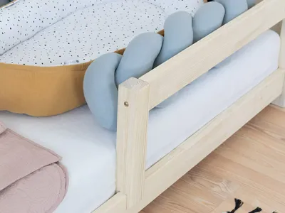 Obrázok produktu pre Benlemi Detská domčeková posteľ TAHUKA v tvare típí s bezpečnostnou zábranou 120x180 cm Prírodný Imitácia bez laku