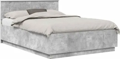 Produktbild von vidaXL Bettrahmen mit Kopfteil Betongrau 150 x 200 cm Holzwerkstoff