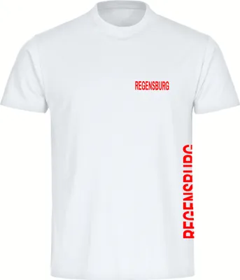 Produktbild von multifanshop Herren T-Shirt - Regensburg - Brust & Seite, weiß, Größe XXL