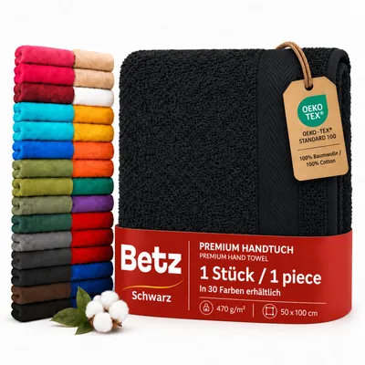 Produktbild von Betz Handtuch PREMIUM 100% Baumwolle 50x100 cm Gesicht- Hände- Körper- Handtuch Farbe - schwarz