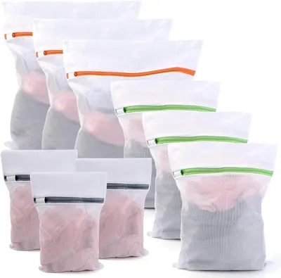 Produktbild von Ultiluxe Waschkörbe - 9 Stück - für die Waschmaschine - 3 verschiedene Größen - 20 x 30 / 30 x 40 / 40 x 50 cm - mit Reißverschluss - Grau