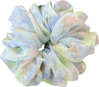 Produktbild von Maxi Aquarell-Scrunchie aus zartem Stoff Aesthetic Blau-Grün