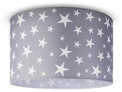 Produktbild von Deckenlampe Kinderzimmer Pendelleuchte Baby Lampenschirm Stoff Rund Sterne