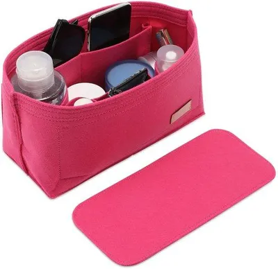 Produktbild von Leder Taschenorganizer, 2-teilig, für große Handtaschen und Totebags, passend für Speedy 35, Neverfull MM und mehr, rosa, groß