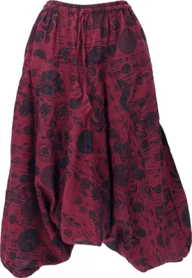 Produktbild von Aladinhose Pluderhose, Bedruckte Shorts 7/8 Länge - Rot, Damen, Baumwolle, Größe: S/M