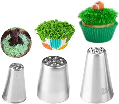 Produktbild von 3 x Edelstahl-Spritztüllen für Kuchen, Fondant, Cupcakes