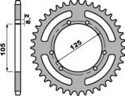 Immagine prodotto di Pignone posteriore da 53 denti per Derbi 50/April, RX 50/Gilera 50 (catena 420)