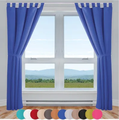 Obrázok produktu pre 2x záclony Ellen s pútkami vrátane viazacích háčikov (modrá), veľkosť: 140x225cm