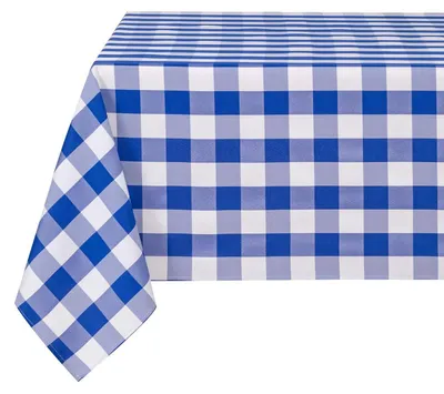 Productafbeelding van Karierte tafelkleed, 140x280 cm. Afwasbaar, weerbestendig, vlekbestendig, waterdicht. Blauw en wit