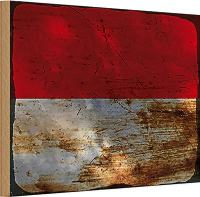 Produktbild von Holzschild Flagge Monaco 30x20cm Flag of Monaco Rost