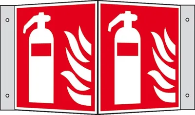 Produktbild von Feuerlöscher Winkelschild Kunststoff nachleuchtend Größe Piktogramm  - 20x20cm