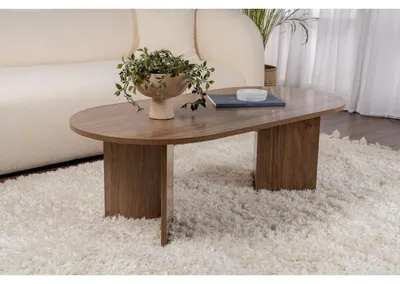 Image de Table basse de salon en bois MDF mélaminé noyer 119 x 60 x 40 cm