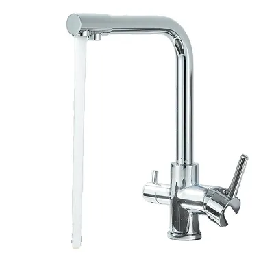 Produktbild von Küchenarmatur, doppelter Schwenkauslauf, heißes und kaltes Wasser, Chrom