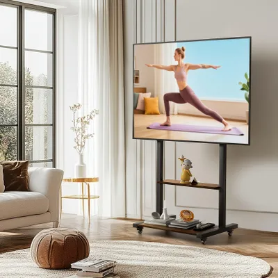 Imagen del producto de Soporte para televisión - Carro móvil para televisión - Soporte de televisión con ruedas - Base de televisión ajustable - Mueble para televisión