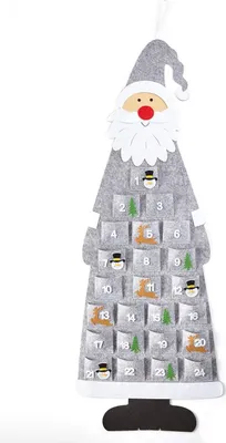Produktbild von HEITMANN DECO Filz-Adventskalender Weihnachtsmann – Adventskalender zum Befüllen und Hängen – Weihnachtsmann grau weiß