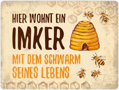 Produktbild von Metallschild XL mit Spruch: Hier wohnt ein Imker… Schild Blechschild