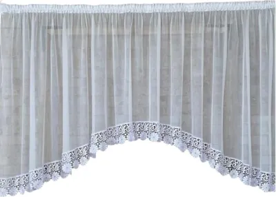 Produktbild von Vorhang fertig 700x140, weißer Voile, Guipure Blume 15cm