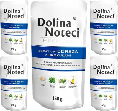 Produktbild von Dolina Noteci Premium karma mokra dla psa z dorszem i brokułami 150g