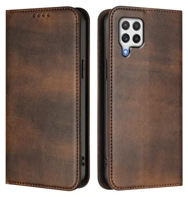 Produktbild von Handyhülle für Samsung Galaxy A22 4G, Vintage Leder RFID Schutz Kartenfach Standfunktion Magnetische Klapphülle Braun