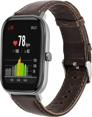 Produktbild von Strap-it Xiaomi Amazfit GTS Lederarmband (Dunkelbraun)