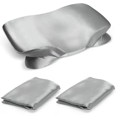 Satin-Kissenbezug-Set 2er, 40x60 cm, grau, mit Reißverschluss