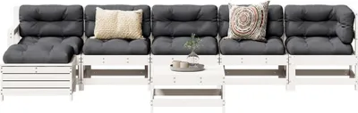 Produktbild von Design 7-tlg. Garten-Lounge-Set Weiß Massivholz Kiefer, Gartenmöbel-Sets 2024 Neu