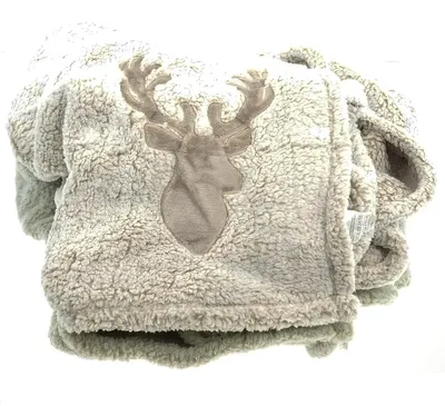 Produktbild von Kaemingk Weihnachtskuscheldecke Hirsch Beige 130 x 170 cm - Polyester & Samt