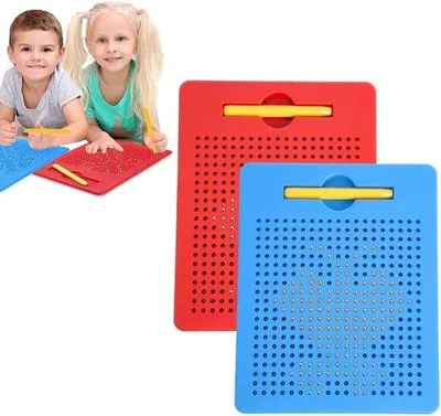 Image de Tableau magnétique pour enfants - 2 tableaux magnétiques avec aimants - crayon magnétique - à partir de 3 ans (rouge, bleu)
