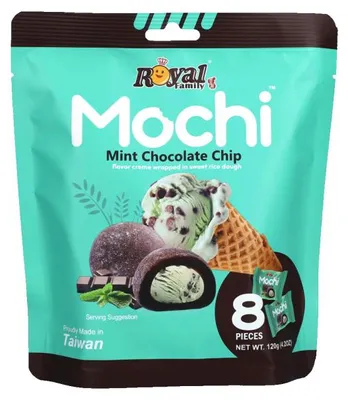 Zdjęcie produktu dla Royal Family Mochi Mint Chocolate Chip pakowane pojedynczo 120 g