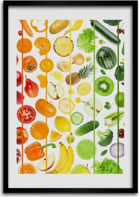Produktbild von Bild - Bilderrahmen - Foto - 70 cm x 100 cm - MDF - Rahmen - Wandkunst - Obst und Gemüse