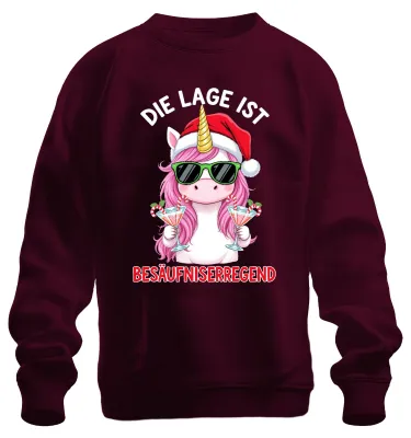 Obrázok produktu pre The Situation is Boozy Christmas Unicorn Booze Uni mikina, bordová, L