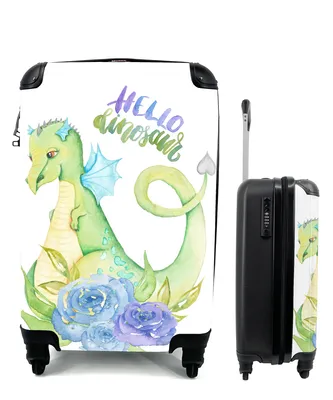 Obrázok produktu pre Kufrík Ručná batožina na kolieskach Malý cestovný kufor so 4 kolieskami Dinosaurus - Kvety - Chlapci - Dievčatá - Deti - Veľkosť kabíny < 55x40x23 cm