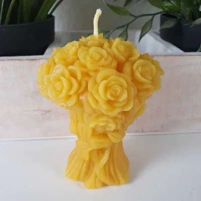 Produktbild von Bienenwachskerze Rosen Kerze als Strauß 9 cm