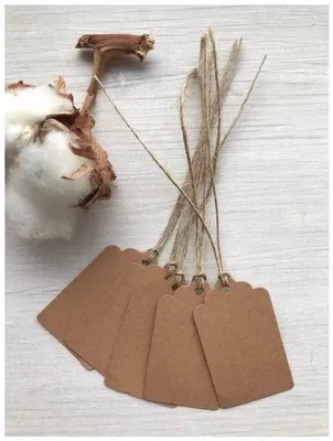 Produktbild von Geschenketiketten aus Klebepapier, 100 Stück, braun, Geschenkanhänger, Buntstiftanhänger, Etiketten, Geschenkanhänger und Juteschnur, 30 m