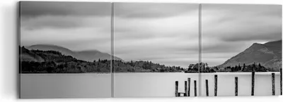 Produktbild von Bild auf Leinwand - Leinwandbild - 3 Teile - Schwarzweiß Landschaft See - 120x40cm - Wand Bild - Wanddeko - Wandbilder - Leinwanddruck - Bilder - Wanddekoration - Leinwand bilder - CA120x40-4321