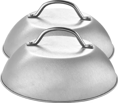 Produktbild von Intirilife 2x Edelstahl Schmelzkuppel Schmelzglocke in Silber - Zum besseren Braten von Fleisch Dämpfen von Gemüse und Schmelzen von Käse