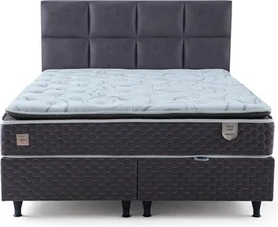 Produktbild von Großes Graues Doppelbett Schlafzimmer Luxus Möbel Stilvolles Bettgestell