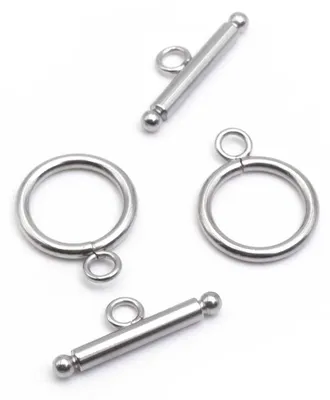 Produktbild von Vintageparts Knebelverschlüsse 304 Edelstahl platinfarben Gliederketten 2 Stück