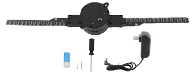 Produktbild von 3D-Hologramm-Ventilator, 16,5 Zoll, 2000 x 224, WLAN-3D-Projektor mit 224 LED-Lichtperlen für die Werbung in Geschäften, 100–240 V, US-Stecker
