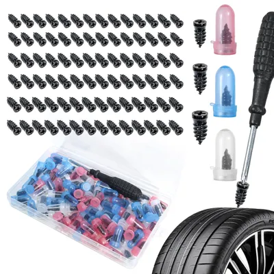 Immagine prodotto di Kit di riparazione pneumatici - Kit per auto - Tasselli e attrezzi - Per pneumatici auto