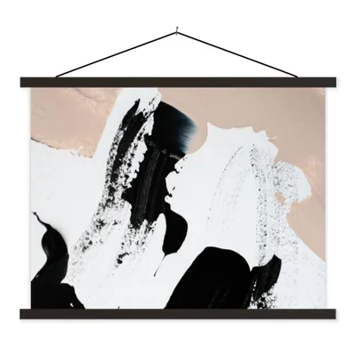 Produktbild von MuchoWow® Textilposter Schwarz - Abstrakt - Design 60x45 cm mit schwarzem Rahmen - Poster Schlafzimmer