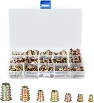 Productafbeelding van Schroefdraadmachineset, 130 stuks - Assortiment M4/M5/M6/M8/M10 - Inbusschroeven - Hout - Transparante doos - Schroeven